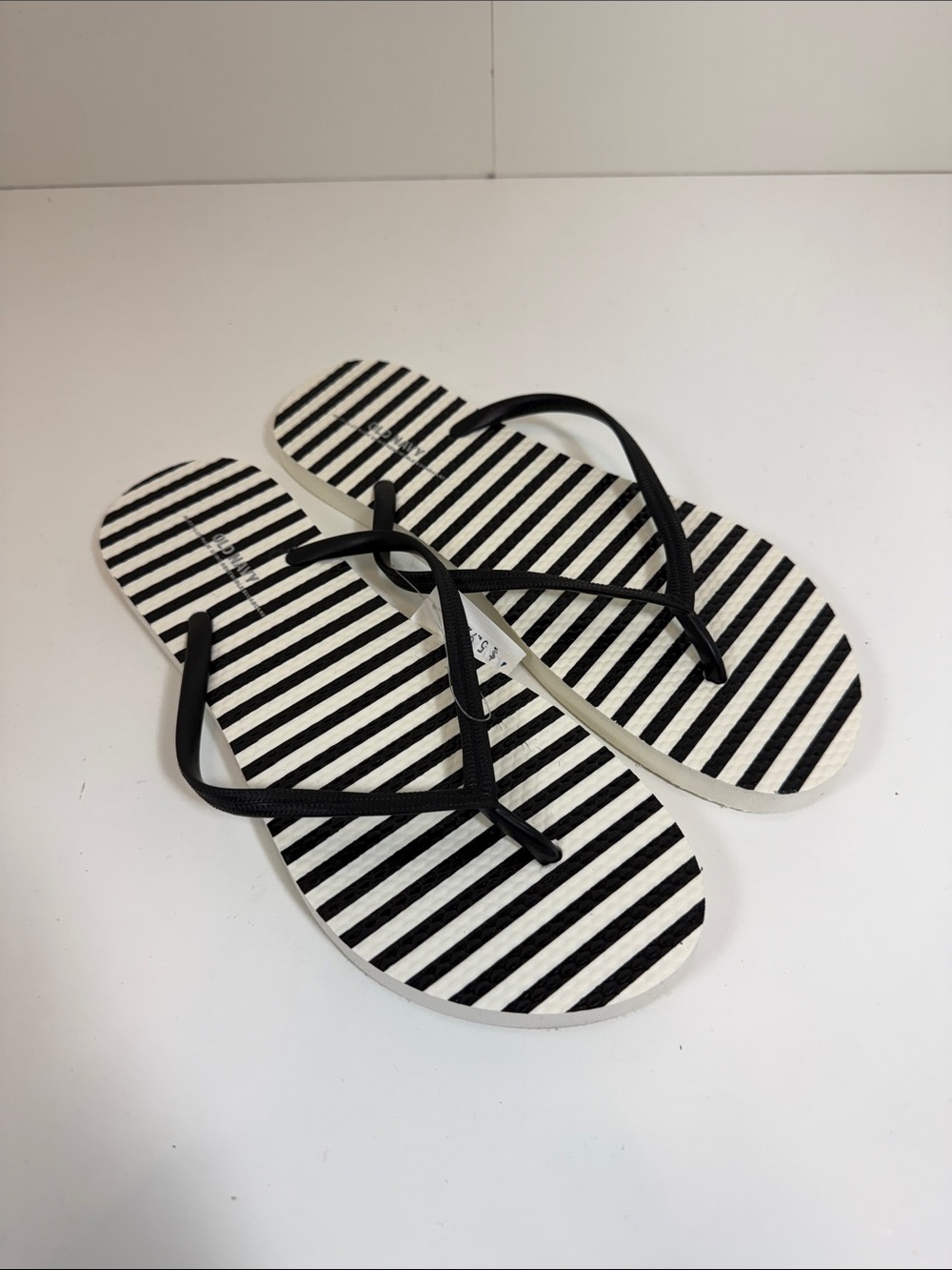 Old Navy Black & White Striped Flip Flops